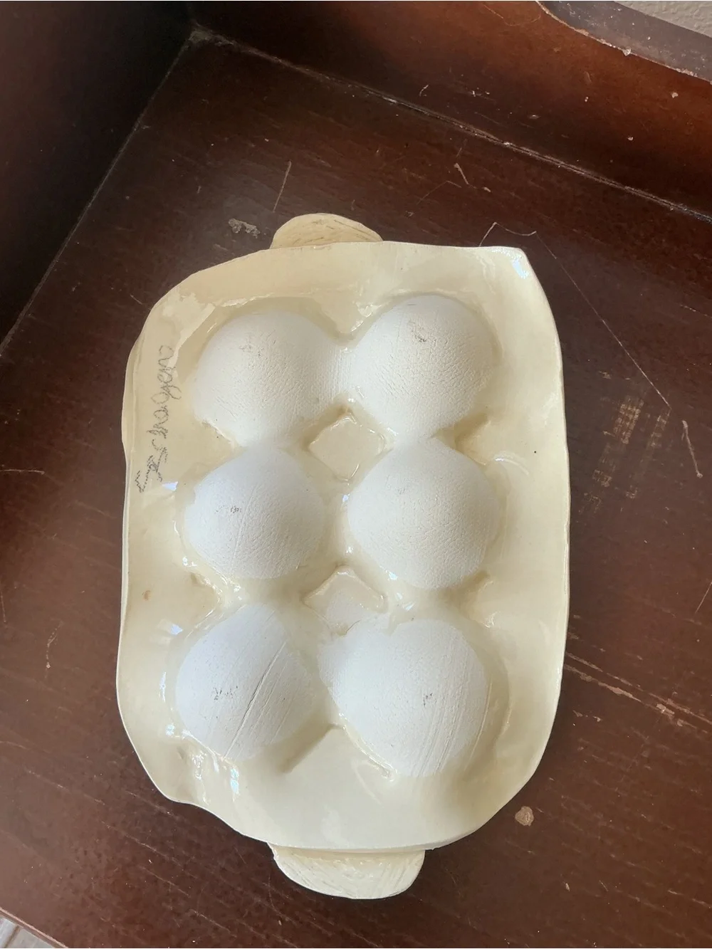 Hand-Painted Cream Ceramic Egg Tray with Floral Trim